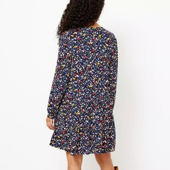 Loft Heart Button Ruffle V-Neck Long Sleeve Tiered Dress - Picture 3 of 9